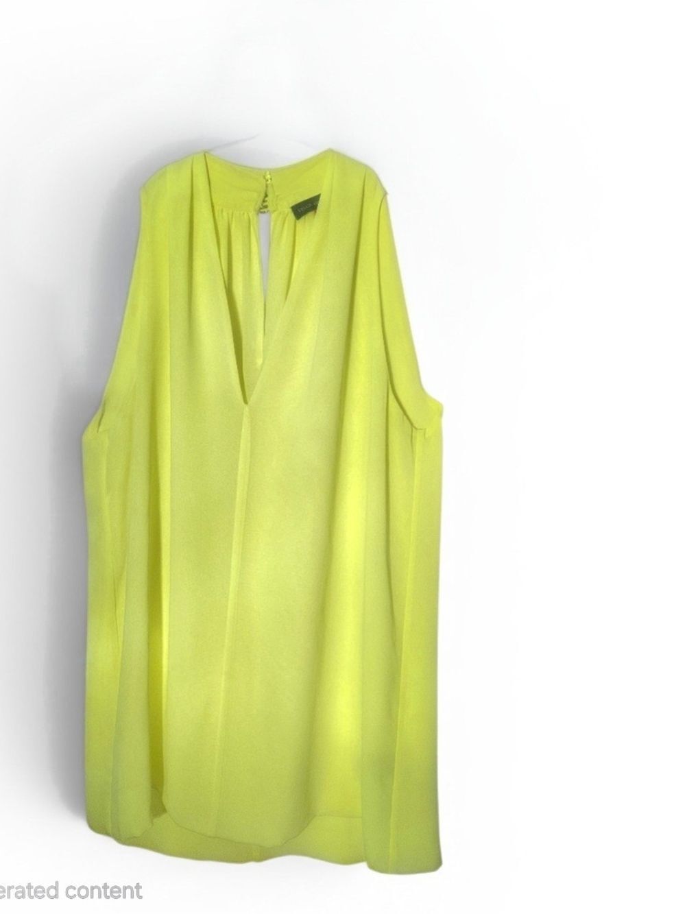 Vince Camuto Bright Yellow Sleeveless Tunic Blouse Size Medium Semi-Sheer